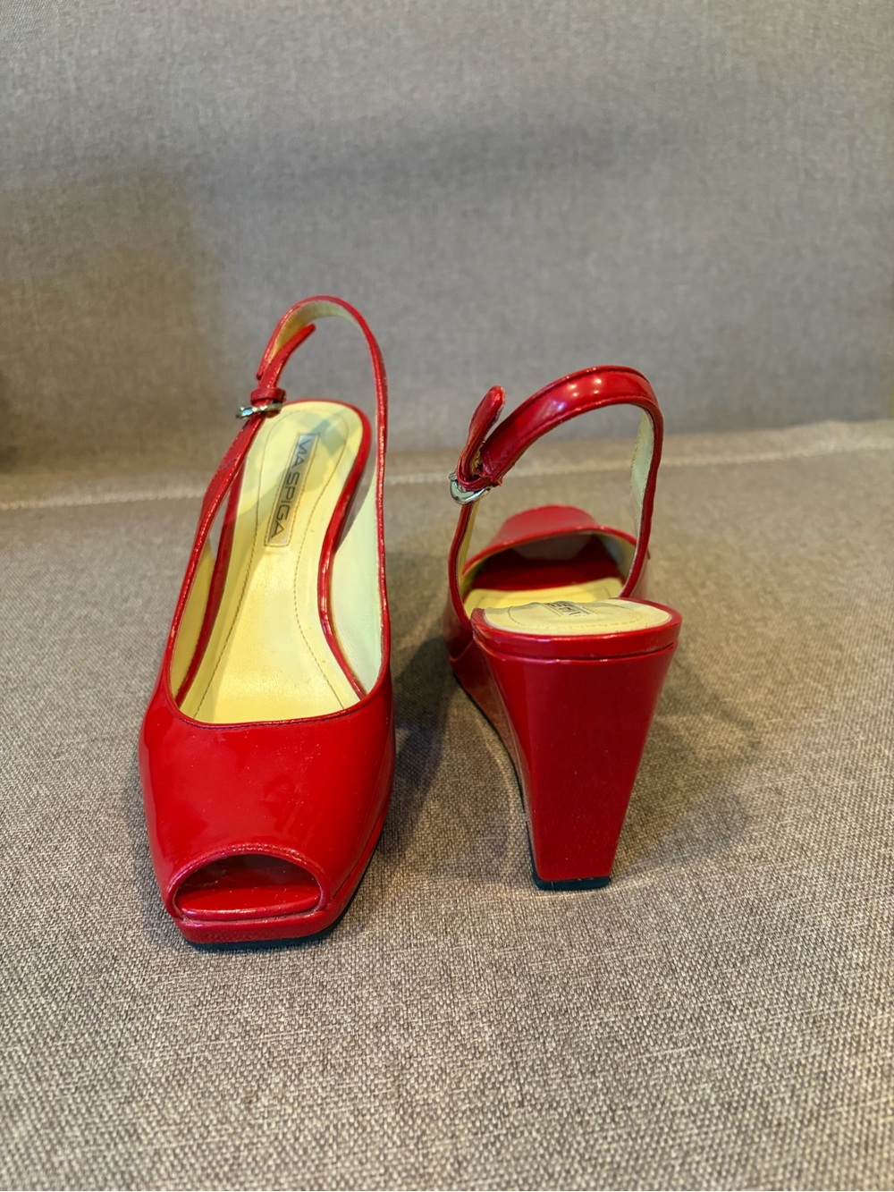 Via Spiga Glossy Red Patent Slingback Heels - Picture 4 of 4